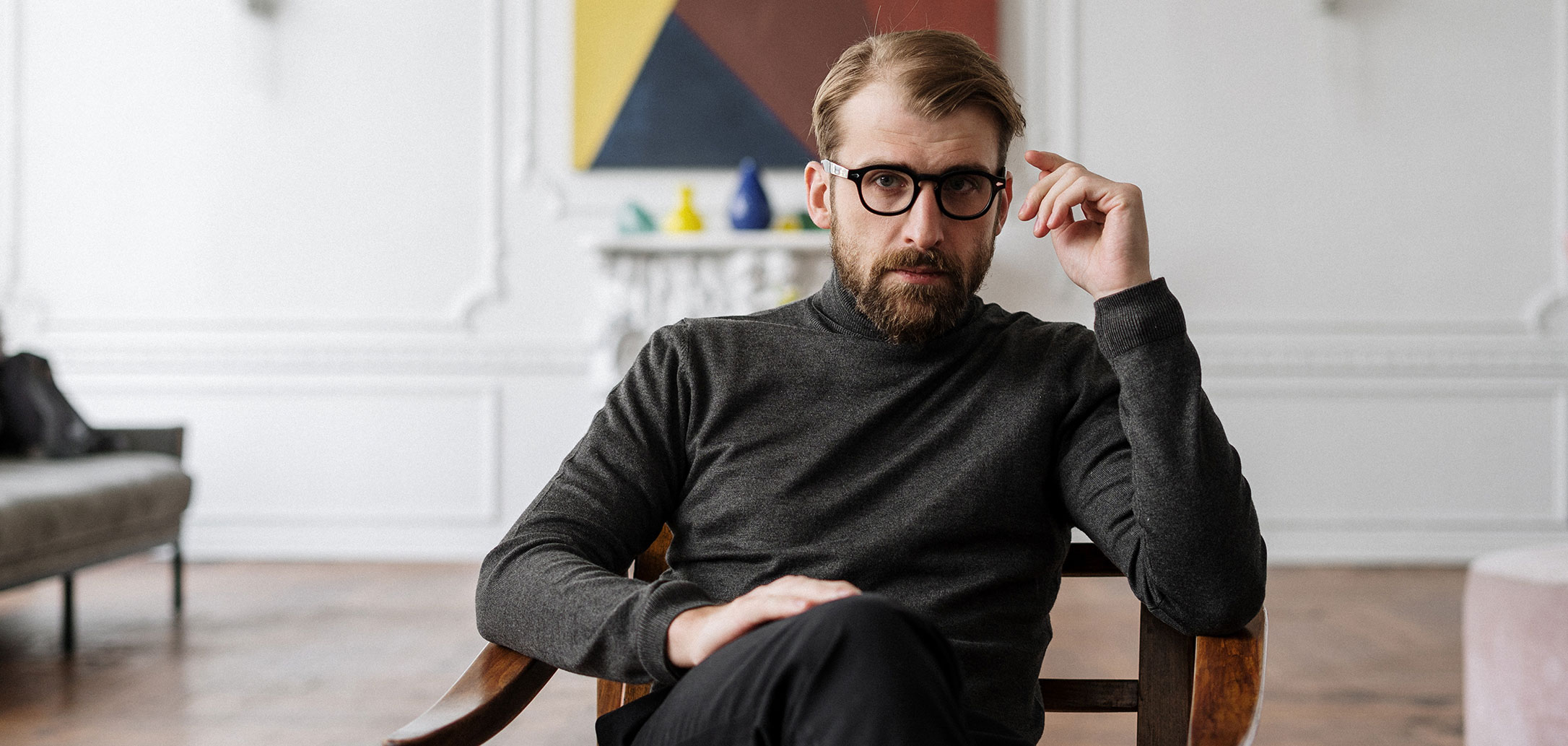 Serious Man Sitting